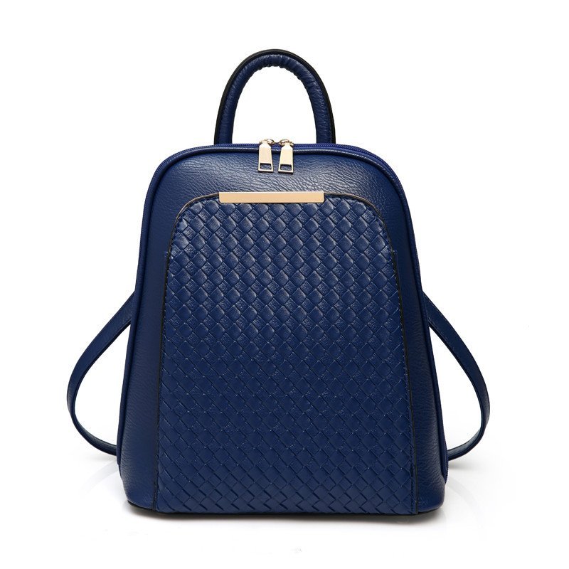 薇思黛016新款PU女背包双肩包百搭女包双肩包多用包旅游包包 深蓝色