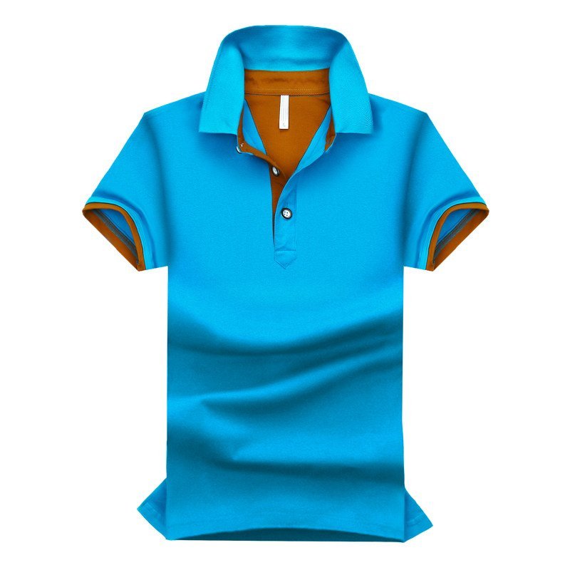 彬时T521POLO衫 2016春夏季新品纯色POLO衫 保罗衫男装T体恤潮男立领青年翻领休闲 L 彩蓝
