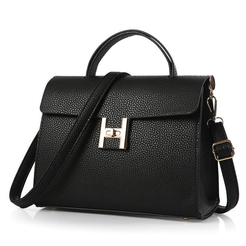 薇思黛女包单肩包女士包包新款手提包斜挎包休闲手提女包 大号黑色