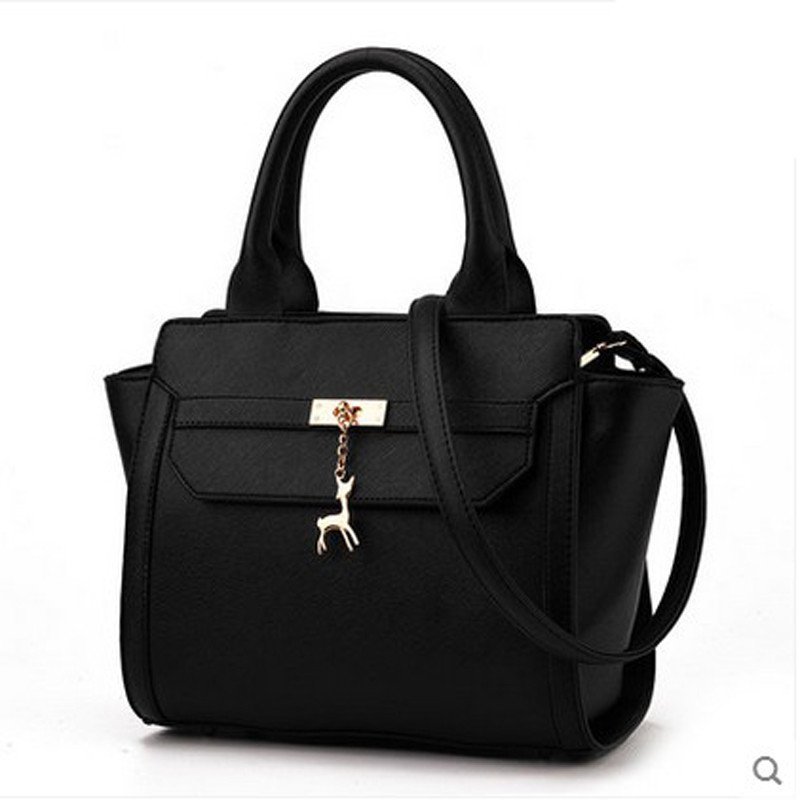 薇思黛女包单肩包女士斜挎包女士包 休闲大容量包手提单肩包 黑色