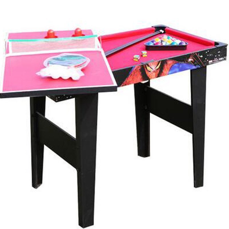 家用休闲娱乐儿童益智玩具多功能3合1 足球桌乒乓球桌台球桌足球台冰球桌 粉色