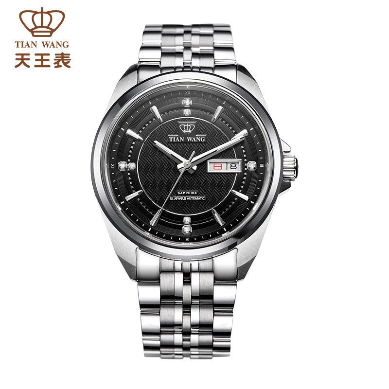 天王表（TIAN WANG）手表 男士手表经典商务休闲男表机械表正品品牌男表GS5812 黑色