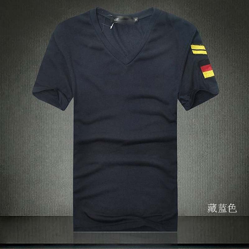 m2monline m2monline新款特种兵袖标t恤男士韩版修身夏装弹力紧身v领