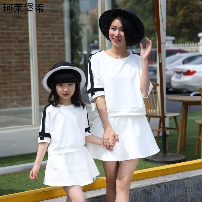 珂莱堡蒂 2016夏季新款妈妈女儿子装套装儿童夏装中大童套装 140cm