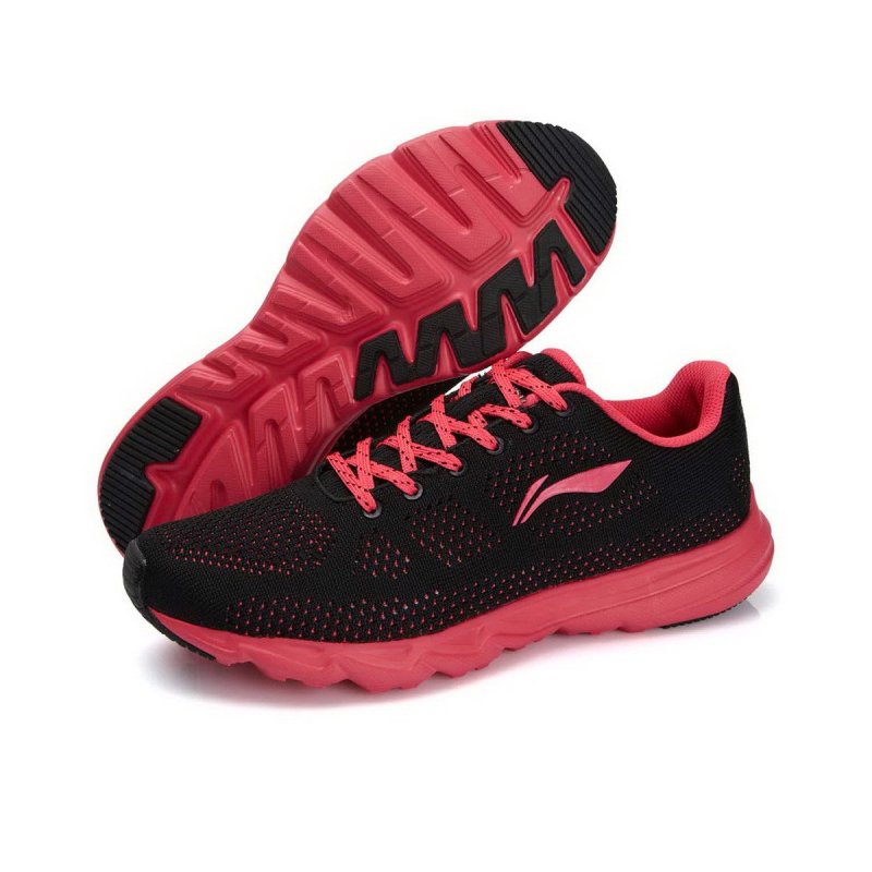 李宁 经典时尚女款双色一体织轻质减震跑步鞋 arbl018 浅玉绿/荧光粉