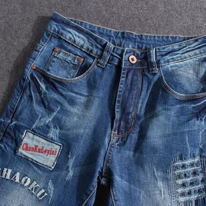 uyuk 2016新款破烂破洞牛仔裤男士韩版潮修身乞丐磨烂补丁青少年小脚