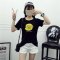 情娇婷2016夏冰爽高弹纯棉面料大码宽松显瘦T恤韩版女刺绣小鸡学生上衣#6022 2XL 黑色