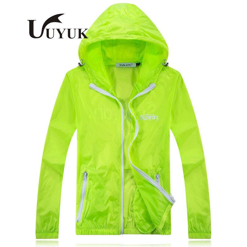 UYUK2016春夏新款时尚情侣防晒服透明皮肤衣速干薄夹克外套男 M 浅绿色