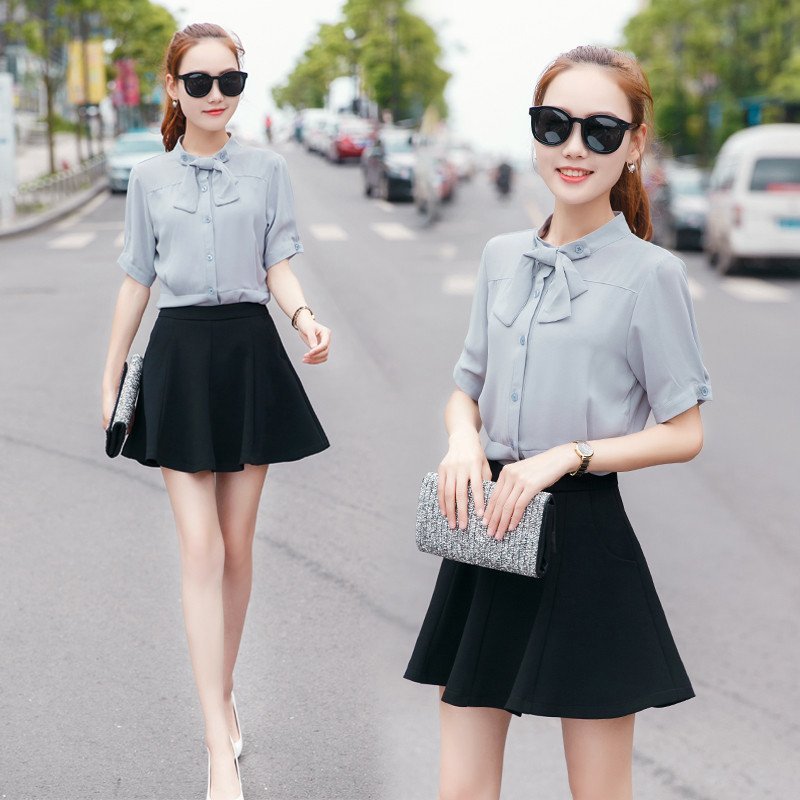 依梅儿 连衣裙女2016夏装新款韩版修身小香风名媛显瘦套裙女学生两件