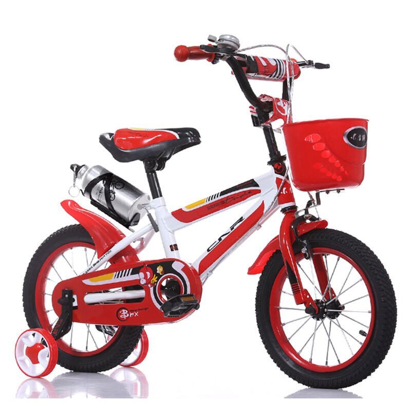 户外运动宽轮胎儿童自行车 便携式 儿童四轮炫酷自行车 红色