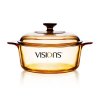 康宁(VISIONS)汤锅蒸格组合VS32+VSM24晶彩透明蒸锅玻璃3.25L汤锅+24CM蒸格2件锅具套装