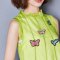 2016女装刺绣蝴蝶花边立领欧根纱优雅A字仙美连衣裙 2XL 白色