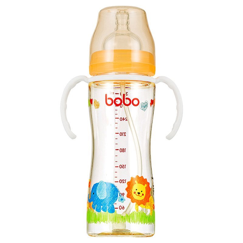 乐儿宝（bobo）PPSU宽口径奶瓶300毫升（橙色）12个月以上