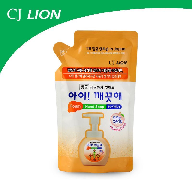 韩国进口CJ LION 泡沫洗手液补充装200ml （蜜桃味）