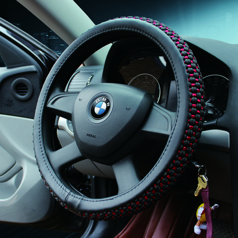 夏季冰丝方向盘套英朗动领动雷凌福克斯朗逸动瑞纳福睿斯卡罗拉新赛欧爱丽舍比亚迪F3威驰凌渡夏天汽车把套四季通用汽车方向盘套 黑色