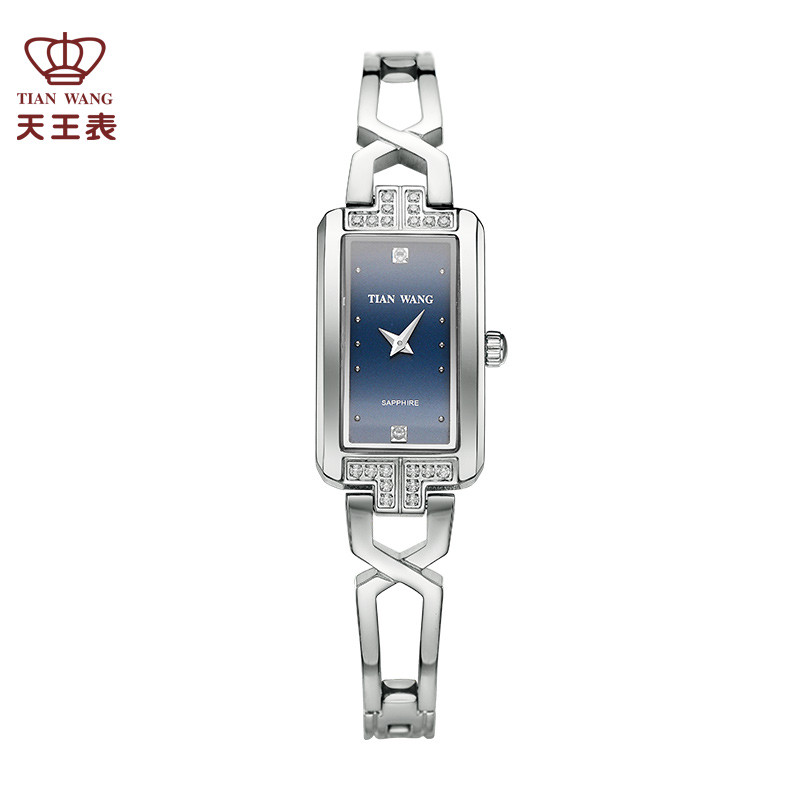 天王表(TIANWANG)手表 星辰系列钢带石英方形女士手表钟表LS3853 蓝色