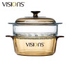 康宁（visions）锅具套装电陶炉 汤锅蒸格VHS-220-GD+3.25L汤锅+玻璃蒸锅24CM套装 赠烤盘