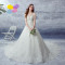 2016新款时尚公主蓬蓬裙钉珠大拖尾婚纱 M 白色