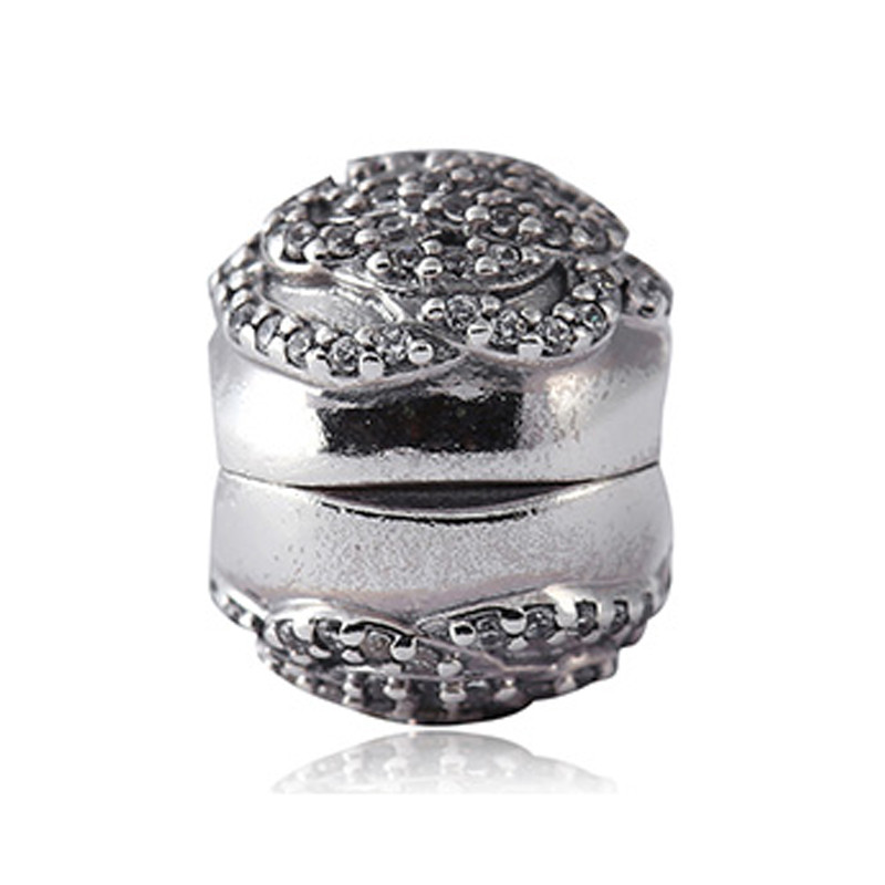 潘多拉PANDORA 925银玫瑰花形串珠791529CZ 正品