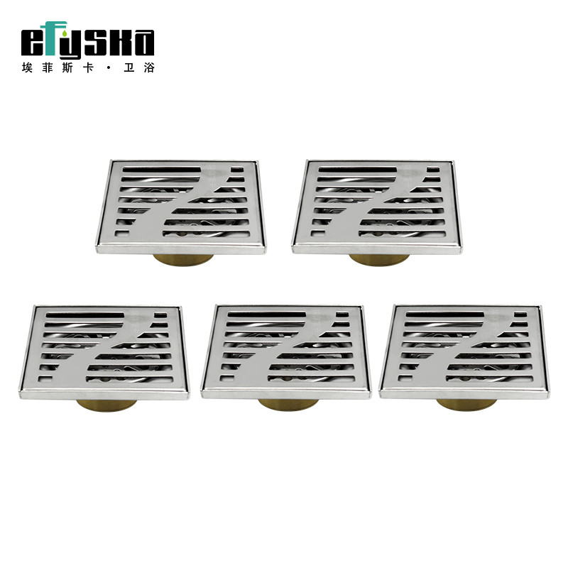 埃菲斯卡卫浴 优质加厚不锈钢地漏 高配铜芯 防臭防堵防虫防返水 淋浴房浴室地漏 D-6307F 五个装