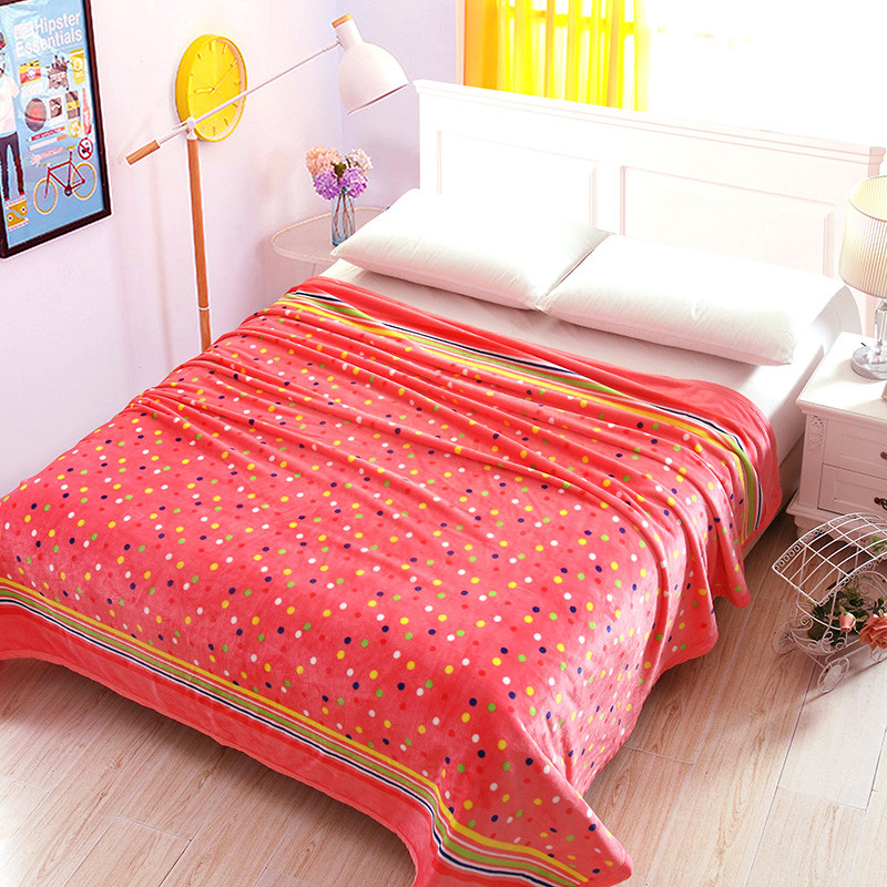 龙之吻毛毯加厚法兰绒冬季空调毯1.8米/1.5m珊瑚绒毯子被盖毯双人床单午睡毯 1.8*2.0m 时尚点点