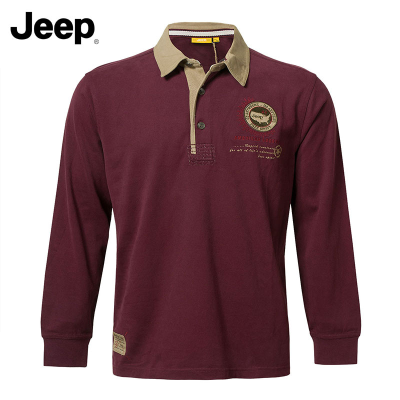 JEEP/吉普男士商务休闲长袖T恤衫JW13KT122 170/88B(50) F7