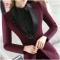 【女先生西服套装】2016秋冬新款长袖西服套装职业装外套裤白领韩版修身OL气质女装正装工作服面试前台套装通勤大码 XXL SY1690C82枣红套裙