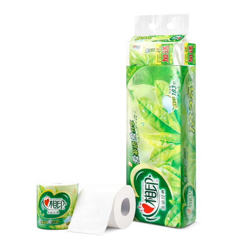 【苏宁易购超市】心相印 卷纸 茶语系列 4层183克*10粒 (送1包抽纸) 卷筒卫生纸 精美茶叶压花）