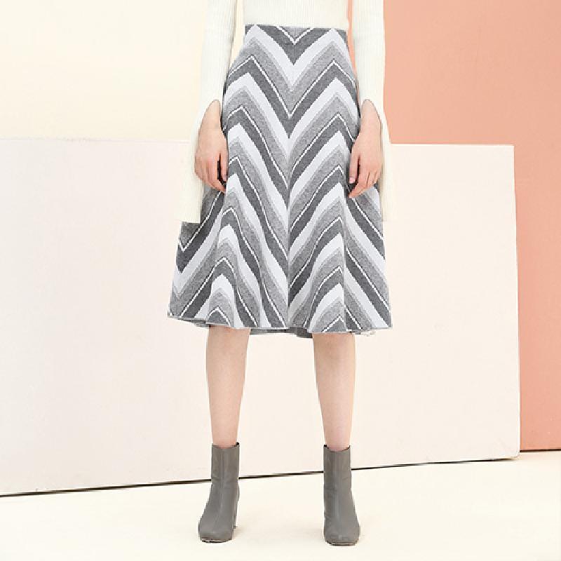 糖力2016冬装新款欧美女装百搭灰色中腰半身裙显瘦渐变修身裙子 M 渐变灰