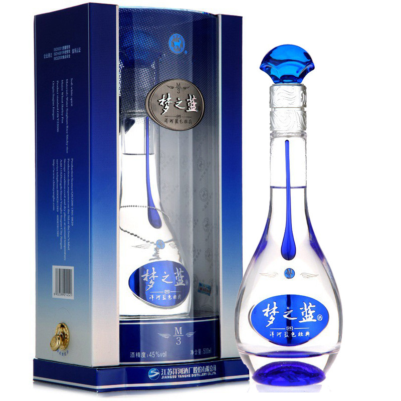 洋河 蓝色经典 梦之蓝M3-45度500ml*4瓶 整箱装绵柔型浓香白酒