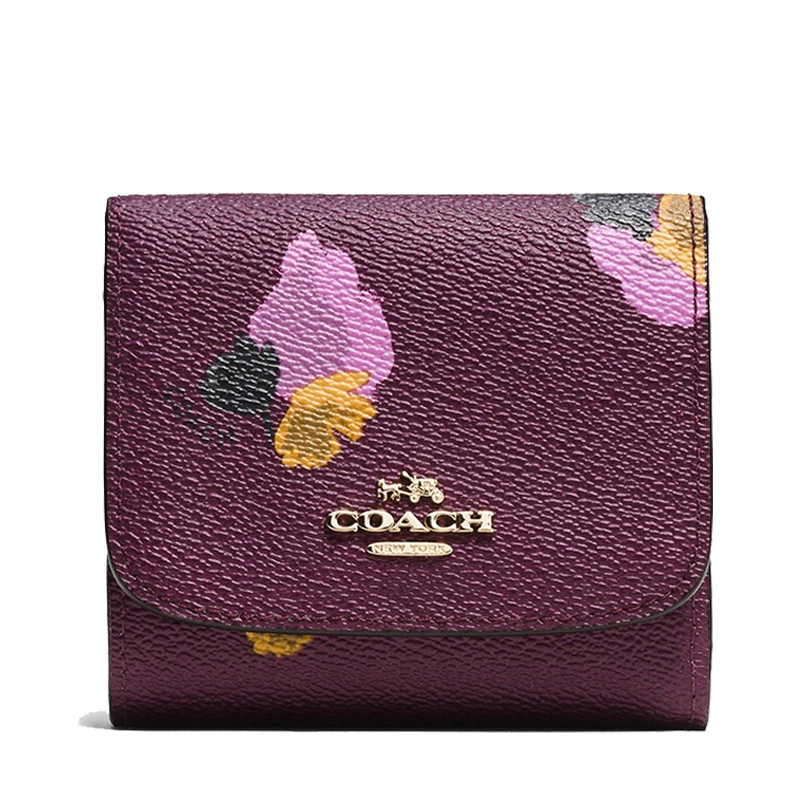COACH 蔻驰 女士 时尚皮质短款钱包钱夹 53758 紫色