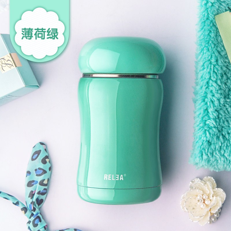 物生物(RELEA)嘟嘟保温杯210ML男女士学生儿童泡茶杯不锈钢创意可爱水杯子