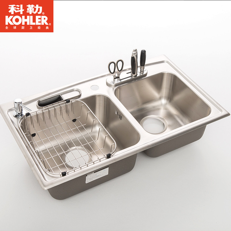 科勒 德卡黛大小槽台上厨盆(含厨房配件)(简版速漩)3645T-2KD-NA 3645T单水槽（发货时间未定）
