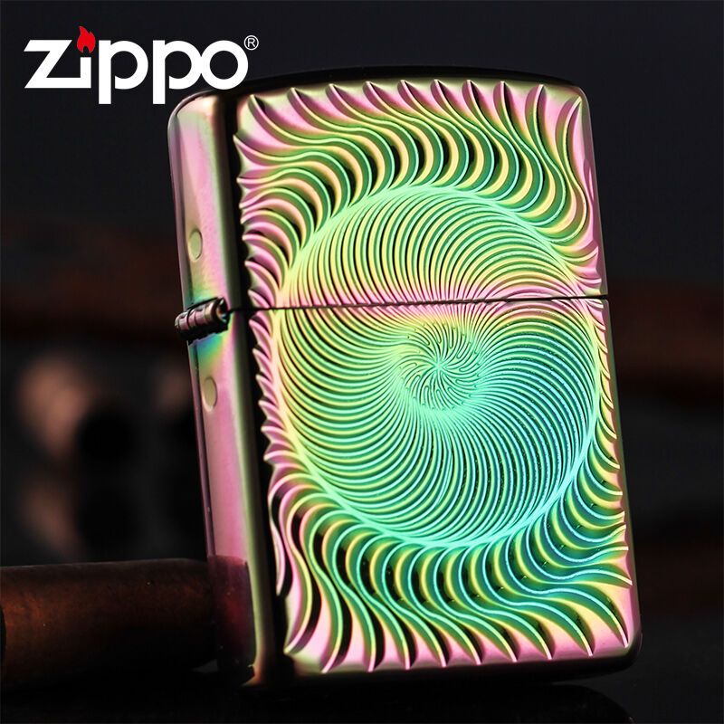 原装正品芝宝zippo打火机 盔甲机珍藏款 彩冰螺旋 特殊底刻 28883