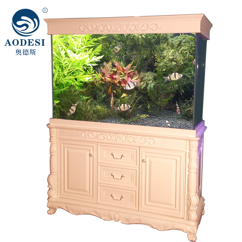 aodesi 奥德斯欧式实木鱼缸生态欧式水族箱 底过滤鱼缸水族箱中型1.