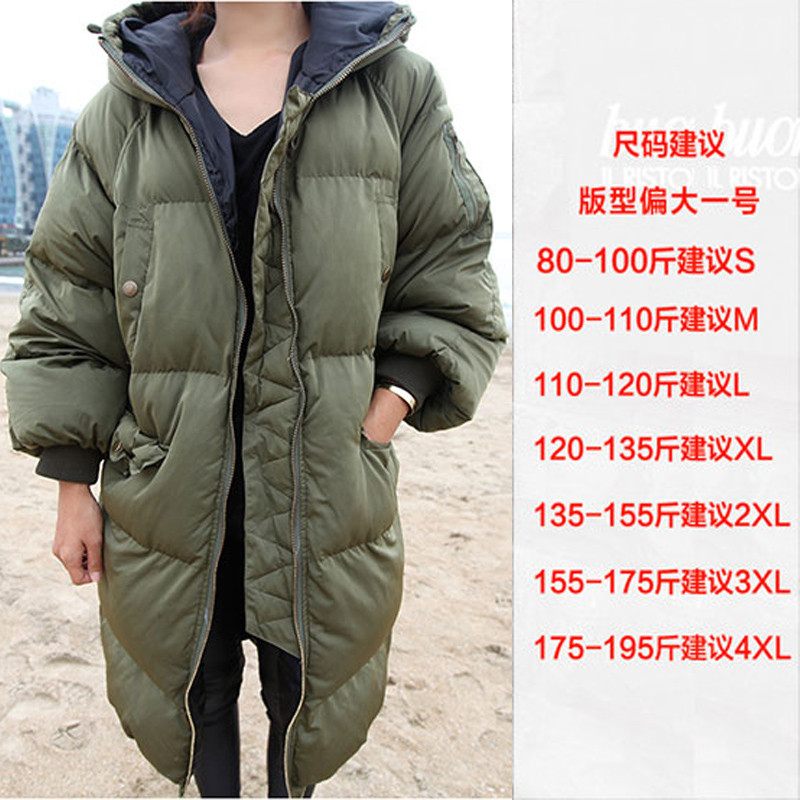 冬天匹诺曹同款面包服过膝棉衣韩版宽松中长款加厚棉服女装外套女欧天娜 2XL 军绿袖子拉链