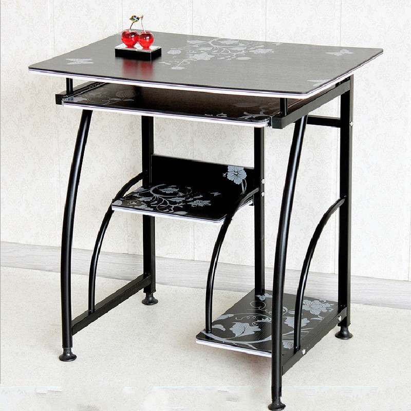 【京好】电脑桌 简易办公台式书桌简约家用写字桌A136 70cm蓝松木色有斗