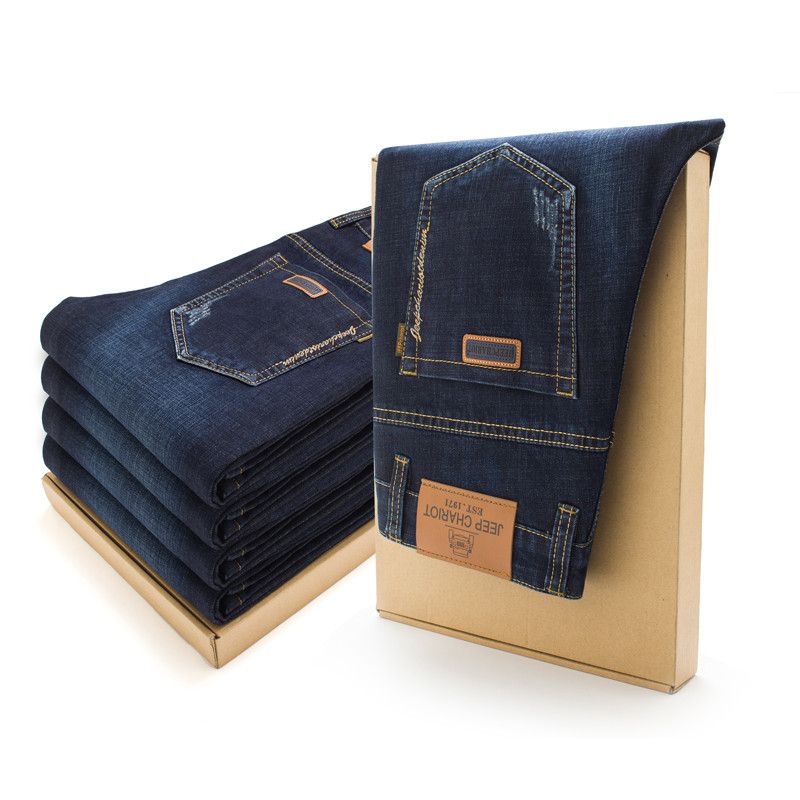 2019春季新款男士牛仔裤商务直筒牛仔裤 男柔软舒适透气弹力休闲裤男长裤子四季款吉普战车JIPUZHANCHE 40(3尺) JP6625浅蓝（薄款）