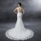 2016秋冬新款经典双肩修身鱼尾白色优雅蕾丝拖尾婚纱 XL 白色