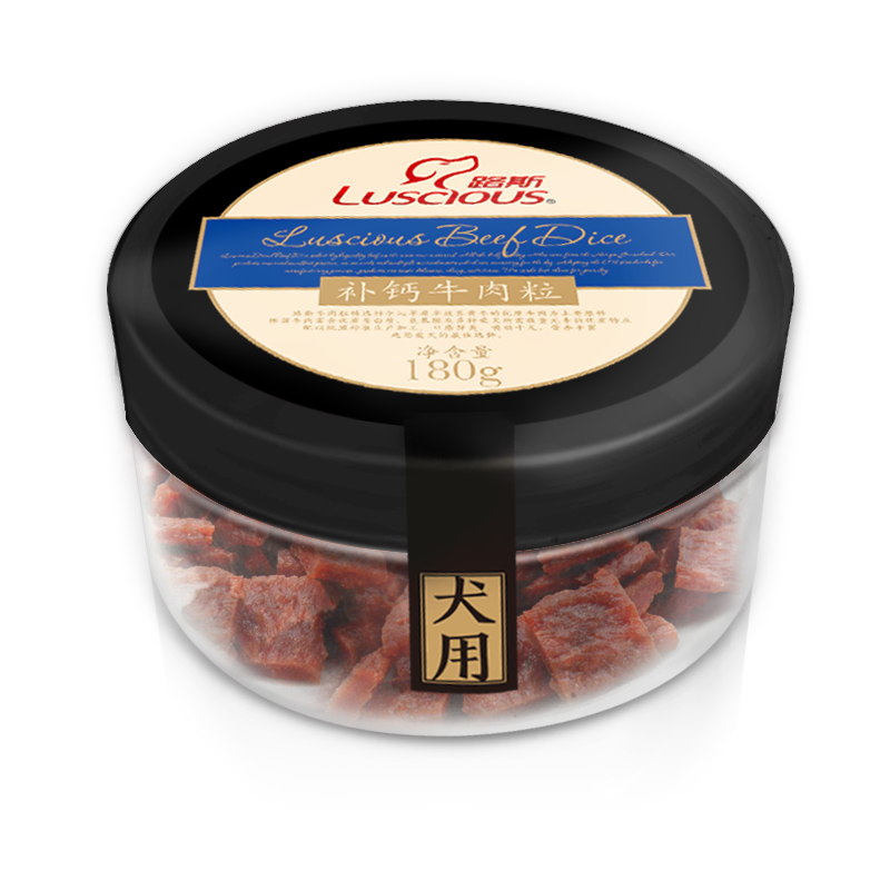 Luscious/路斯 路斯宠物狗狗零食品 补钙牛肉粒泰迪幼犬训练 磨牙棒牛肉干条180g