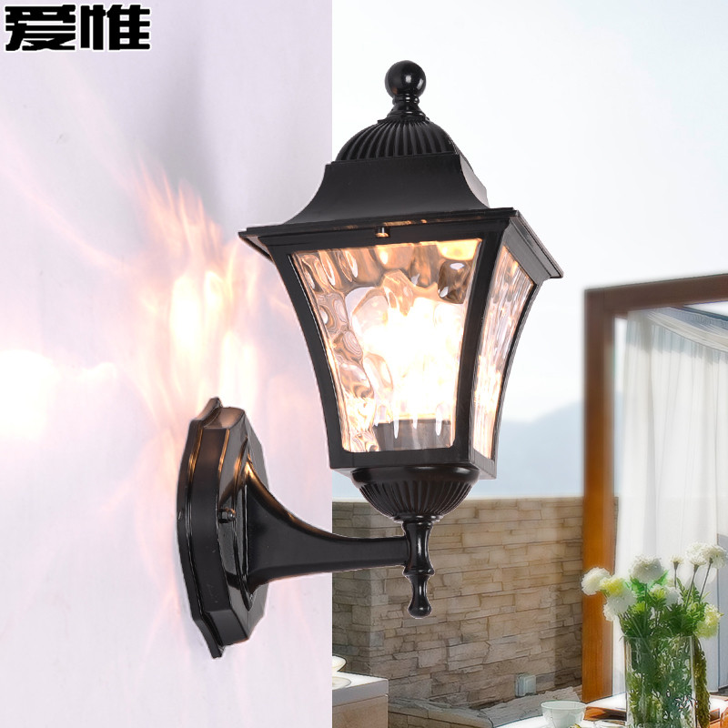 爱惟欧式壁灯户外防水复古庭院灯客厅过道楼梯阳台装饰外墙灯B279 黑色向上带5W暖光
