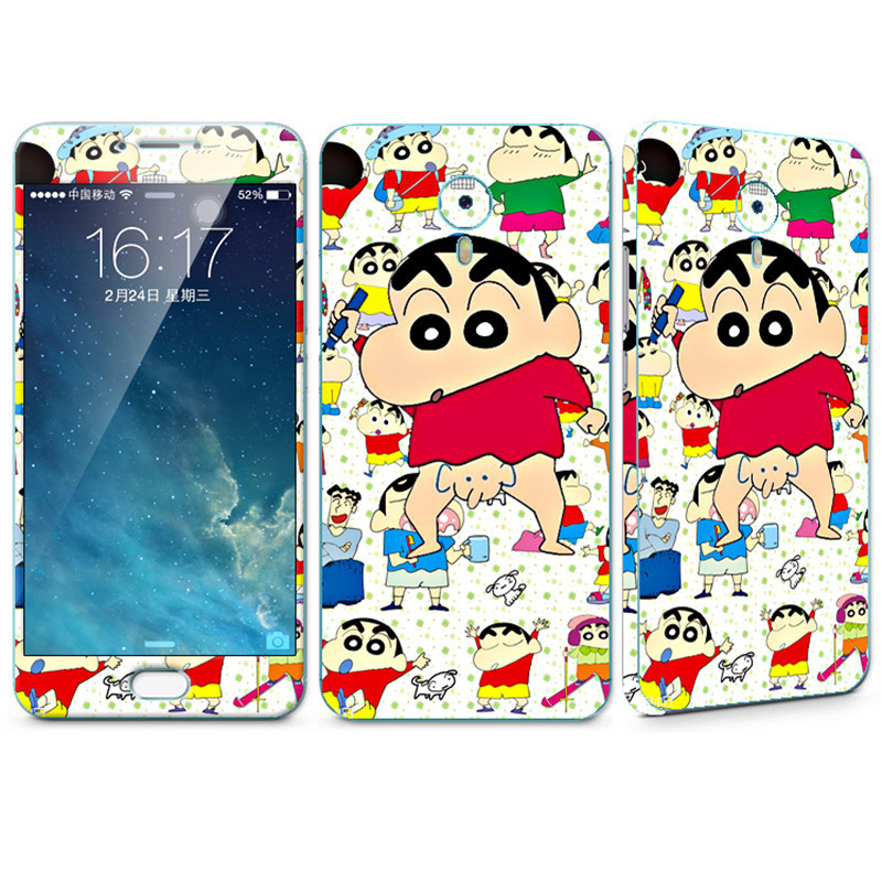 法威仕 前全屏手机钢化玻璃卡通彩膜后保护膜彩膜贴纸 适用于魅族魅蓝note3 红衣小新+支架