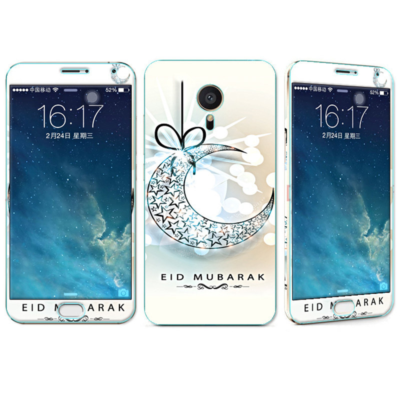 法威仕 前全屏手机钢化玻璃卡通彩膜后保护膜彩膜贴纸 适用于魅族MX5/M575/5.5屏 星月+支架