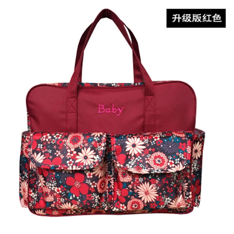 2017新款时尚妈咪包外出包多功能大容量妈妈包母婴包斜挎婴儿包孕妇待产包韩版潮时尚女士休闲旅游包单肩斜挎大包包 升版红色