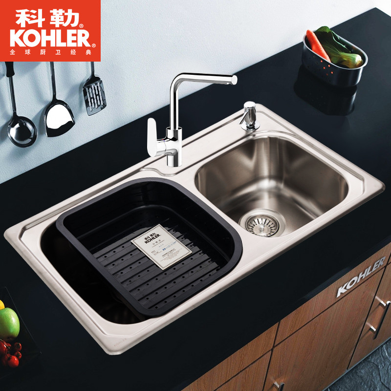 科勒水槽双槽 304不锈钢水槽厨盆洗菜盆K-45924T-2KD-NA