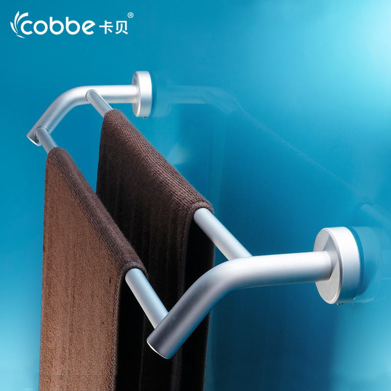 卡贝 cobbe太空铝毛巾杆双杆浴室五金挂件双层卫生间挂架洗手间毛巾架