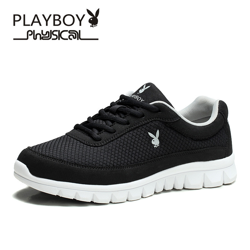 花花公子男鞋运动鞋男网鞋男士休闲鞋男跑步鞋男潮鞋秋季旅游鞋子 黑色(双层） 41码