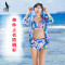 三奇 泳衣 女分体平角裤 比基尼三件套修身显瘦性感钢托小胸聚拢防晒衫 学生泡温泉泳装 L 紫色单件防晒衫17039