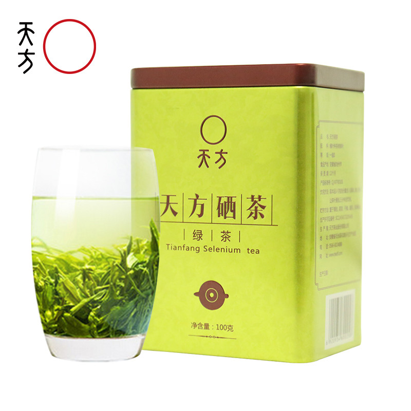 【天然含硒】 安徽天方茶叶100g一级硒茶绿茶 罐装条形茶 雨前春茶烘青绿茶 安徽茶