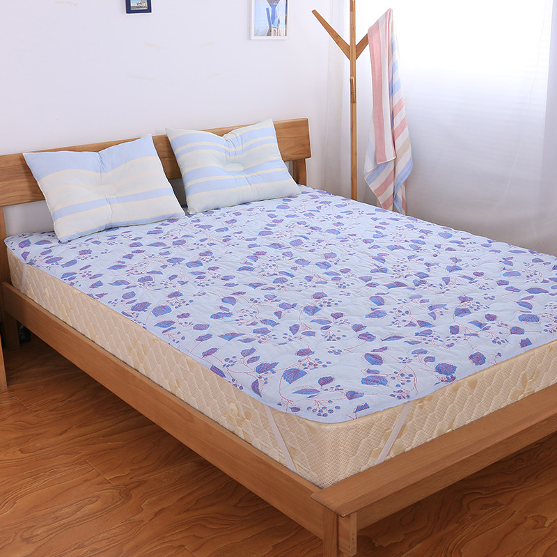 席梦思保护垫床垫1.5m床 磨毛布床褥子双人1.8m床 可机洗四角绑带 紫色树叶 1.5*2.0M